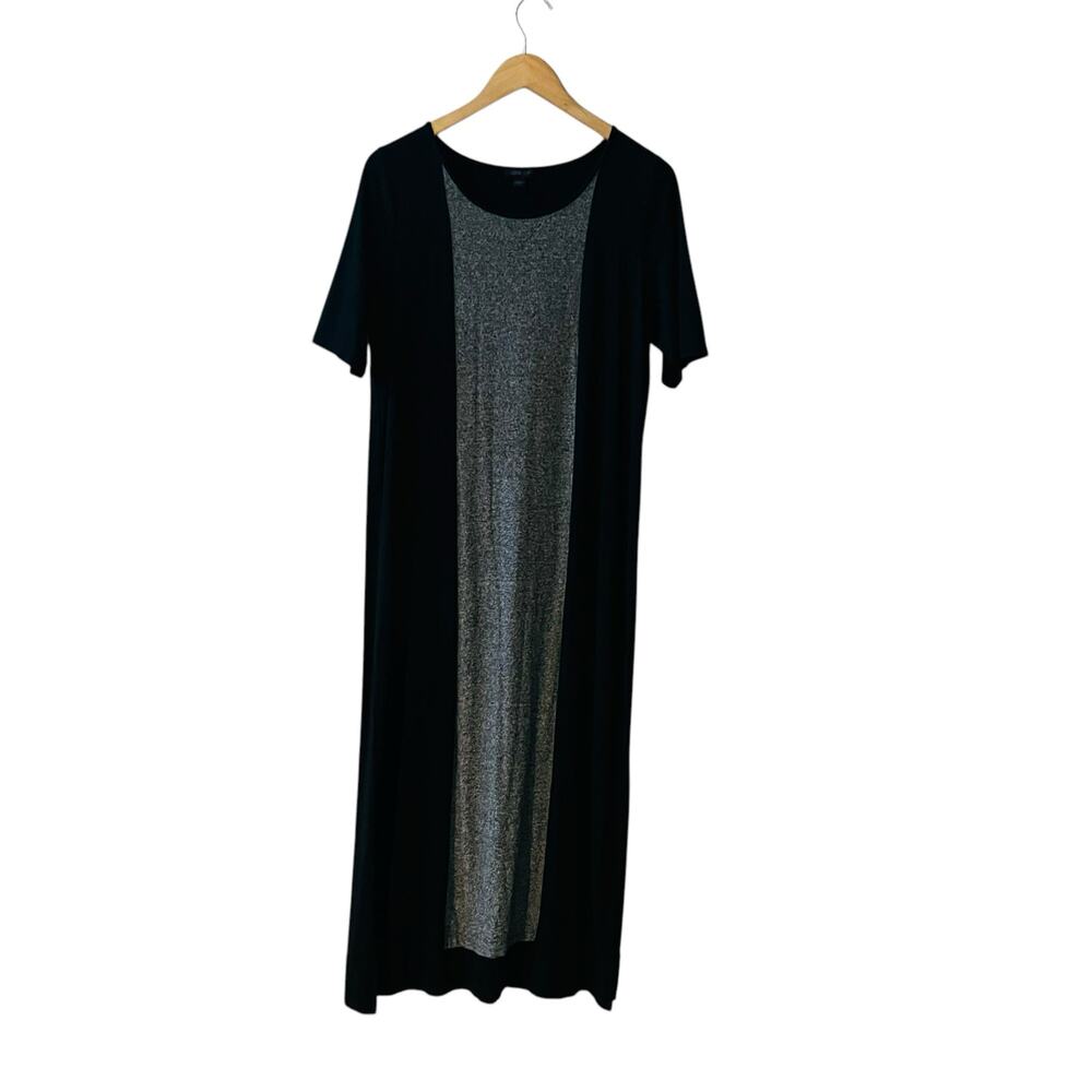 J. Jill Wearever Ponte Front Colorblock Maxi Dress Size M Medium Gray Black - Picture 2 of 8